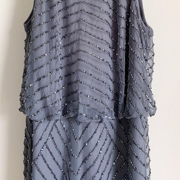 Adrianna Papell ART DECO BEADED BLOUSON DRESS WITH HALTER NECKLINE IN GU… - Picture 10 of 13